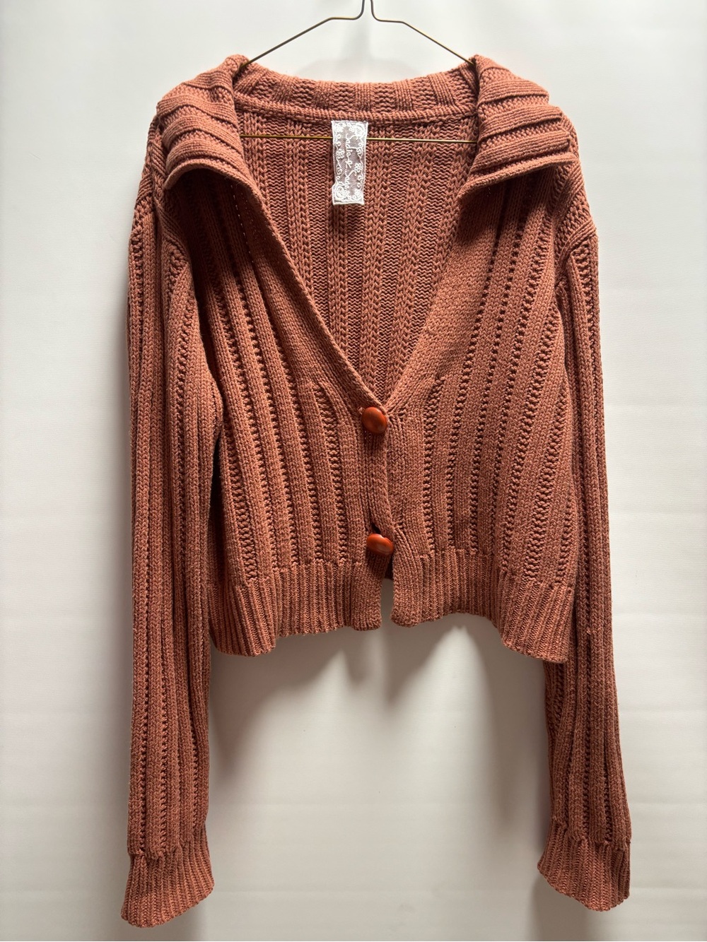 Sadie & Sage Rust Cropped Knit Cardigan